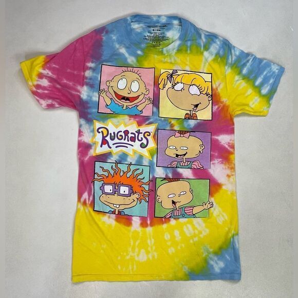 Rugrats All Over Print Graphic T-shirt Women Small Multicolor Tie Dye - Picture 1 of 6